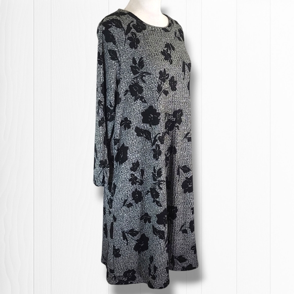 Apt. 9 Women's Gray Floral Crew Neck Mini Sweater Dress Size XL - Picture 7 of 13